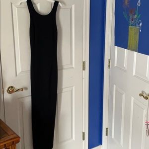 Ann Taylor long black sleeveless column dress sz 4